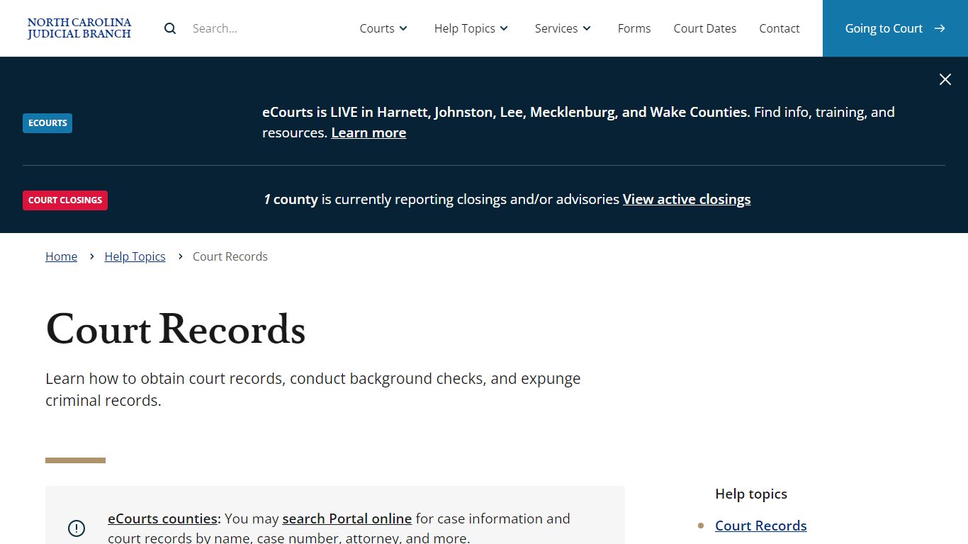 Court Records | North Carolina Judicial Branch